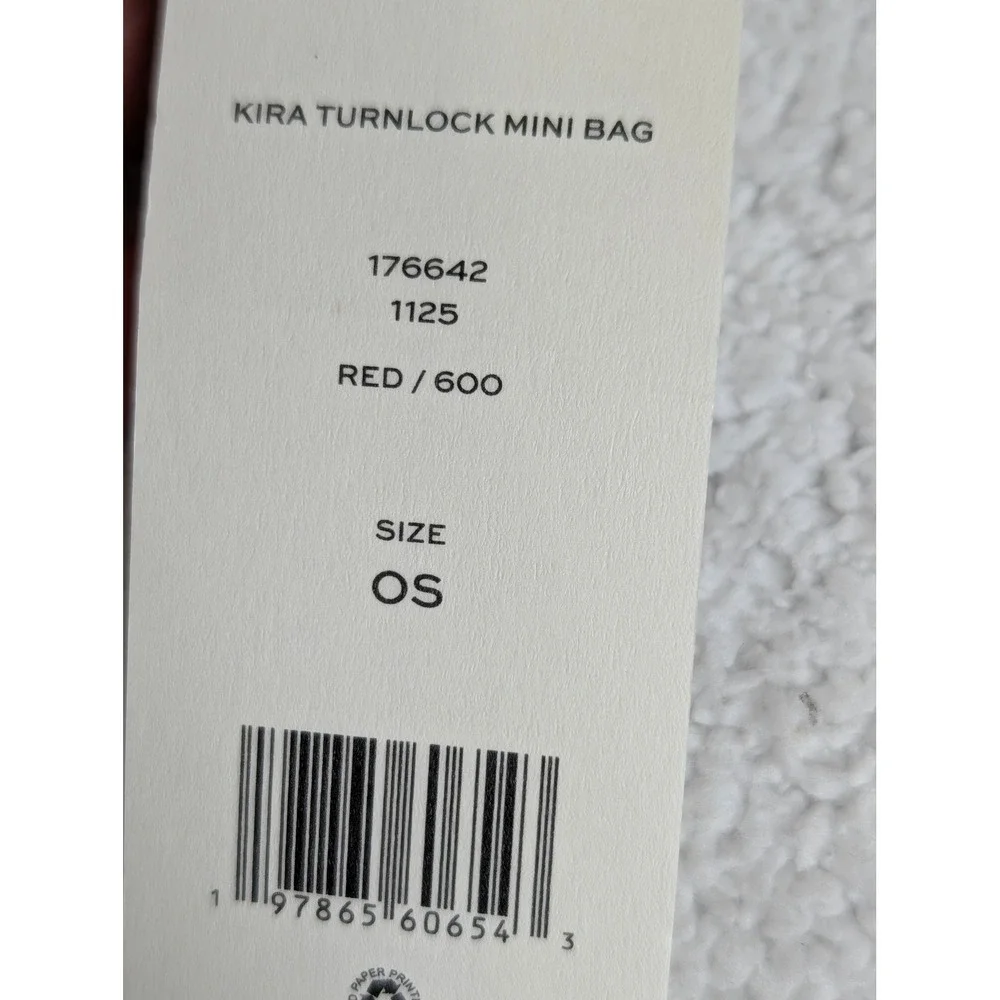 Tory Burch Kira Turnlock Mini Bag Red Crinkled Leather Silver Hardware NWT